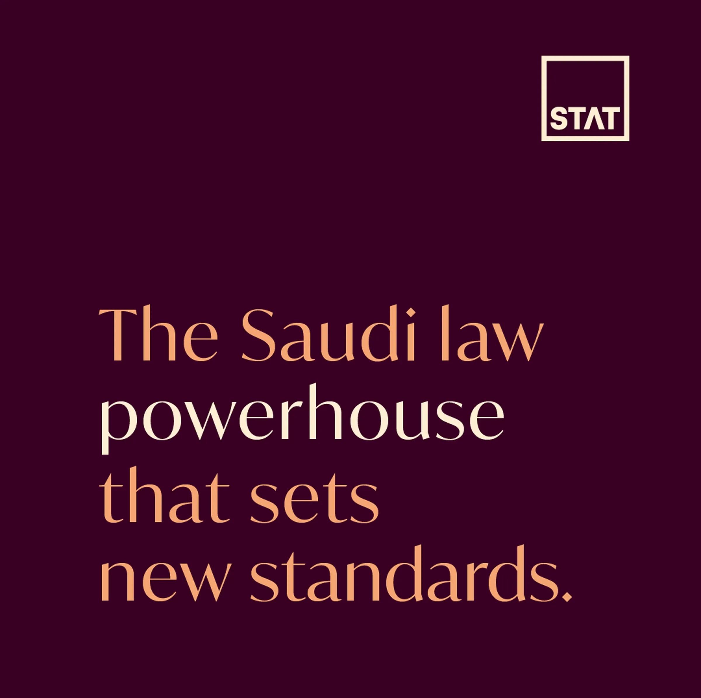 Graphic with STAT Law logo and tagline, reinforcing the brand's positioning as a legal powerhouse, a result of Skyne's strategic branding expertise.