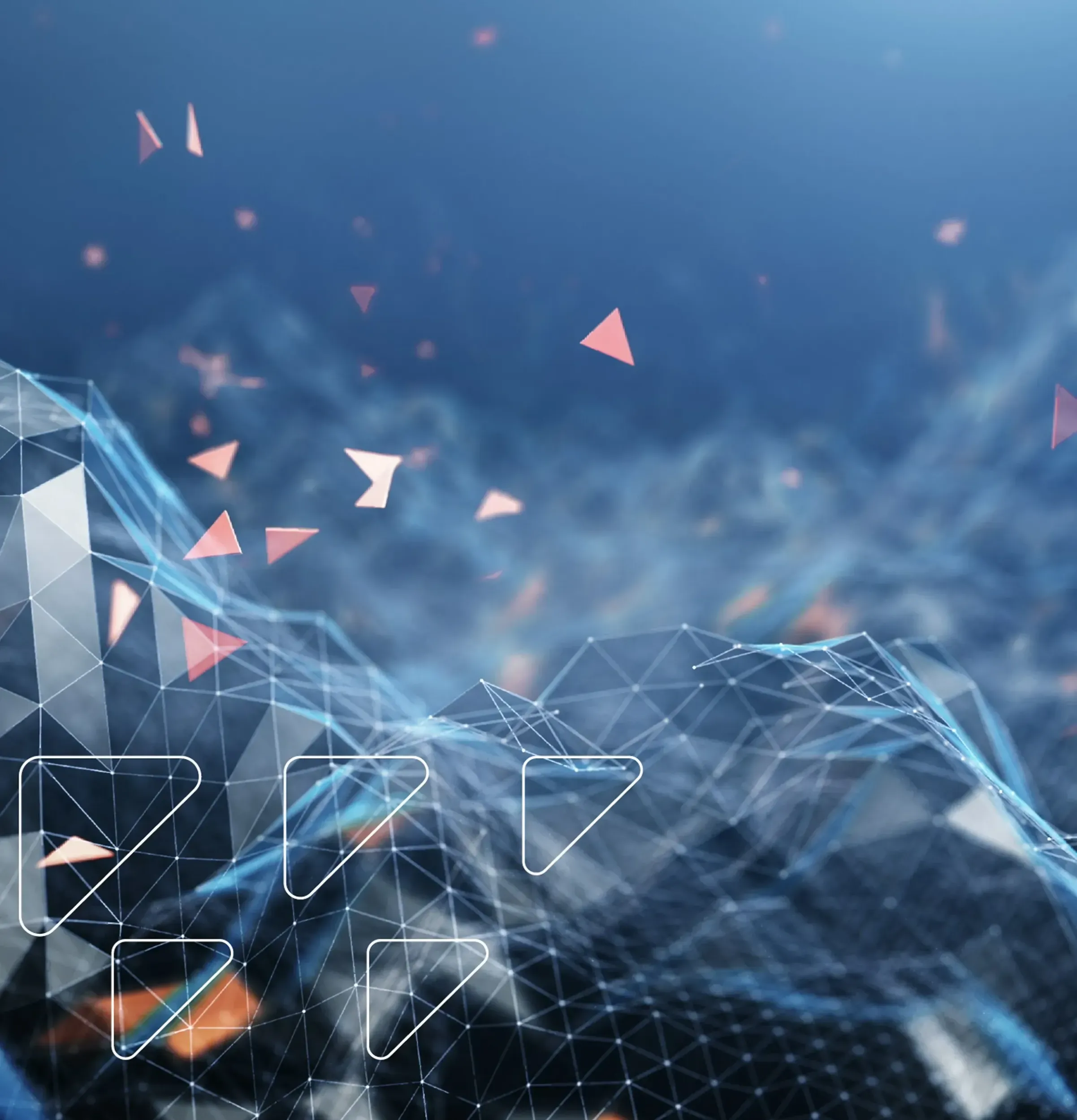 An abstract digital network illustration with glowing lines and triangles, representing Alef Education's data-driven approach and the technological innovation emphasized by Skyne's creative agency.