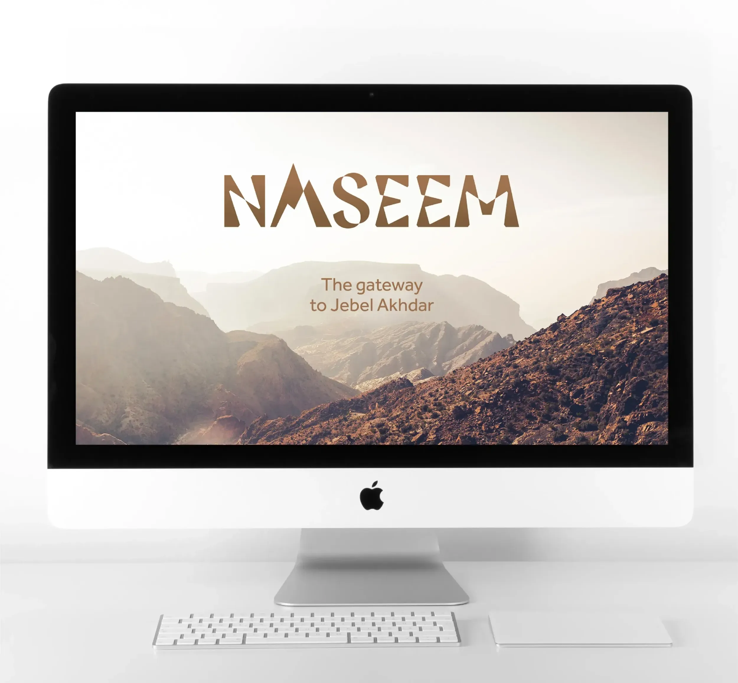 Desktop displaying Naseem brand identity, logo, and tagline. This illustrates digital branding by Skyne, a branding agency in Dubai, Riyadh, and Jeddah. 