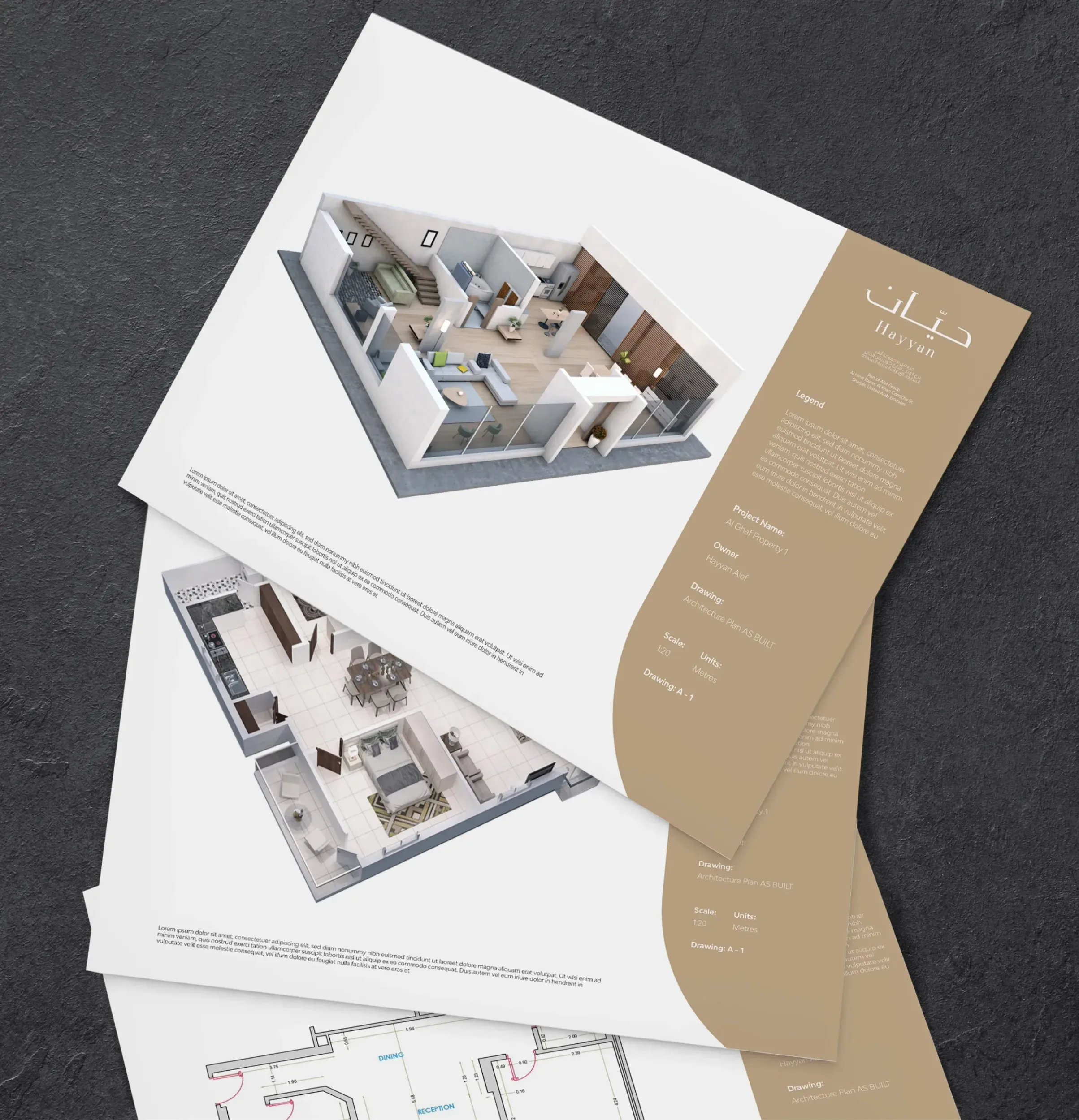 Skyne, a branding agency in Riyadh, developed Hayyan's architectural plans and brochures, demonstrating meticulous attention to detail in branding and property marketing.